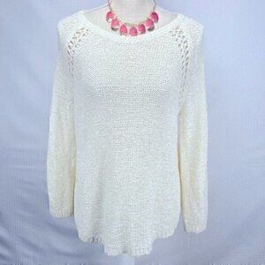 The Limited Sweater Womens Size Medium Ivory Oversized Open Knit Pull Over